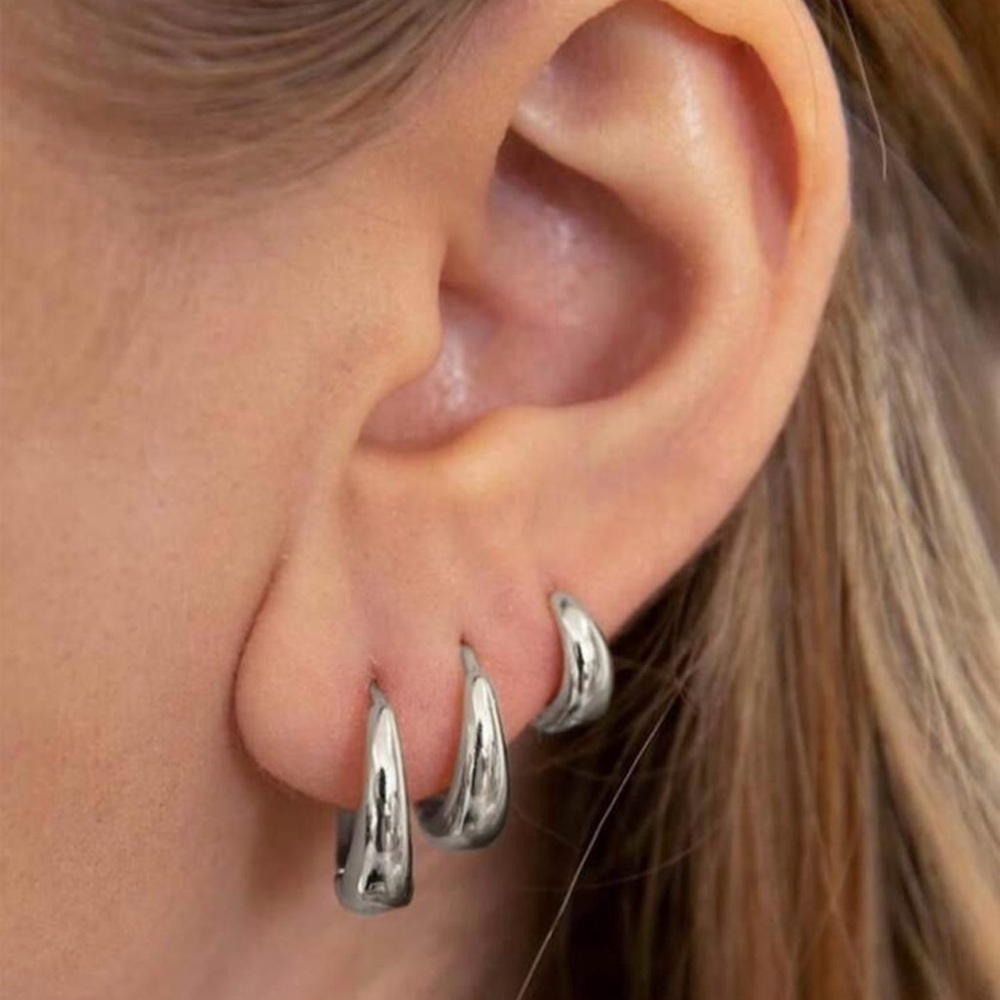 6pcs simple metal earrings made of copper - Picture 4 of 4